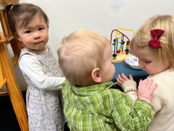 Toddlers playing in the church nursery